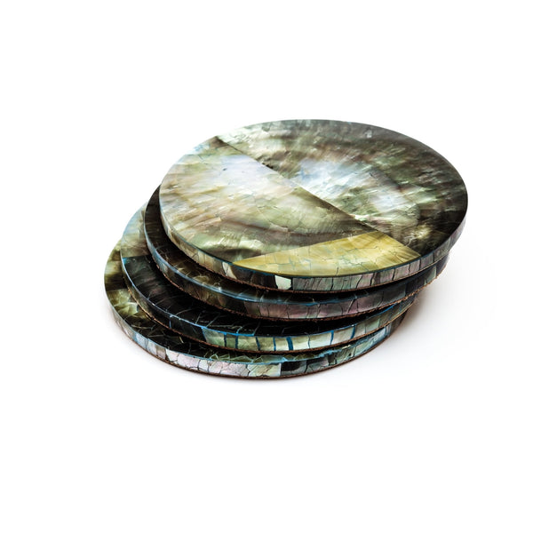 Black Mother of Pearl Coasters (set of 4)