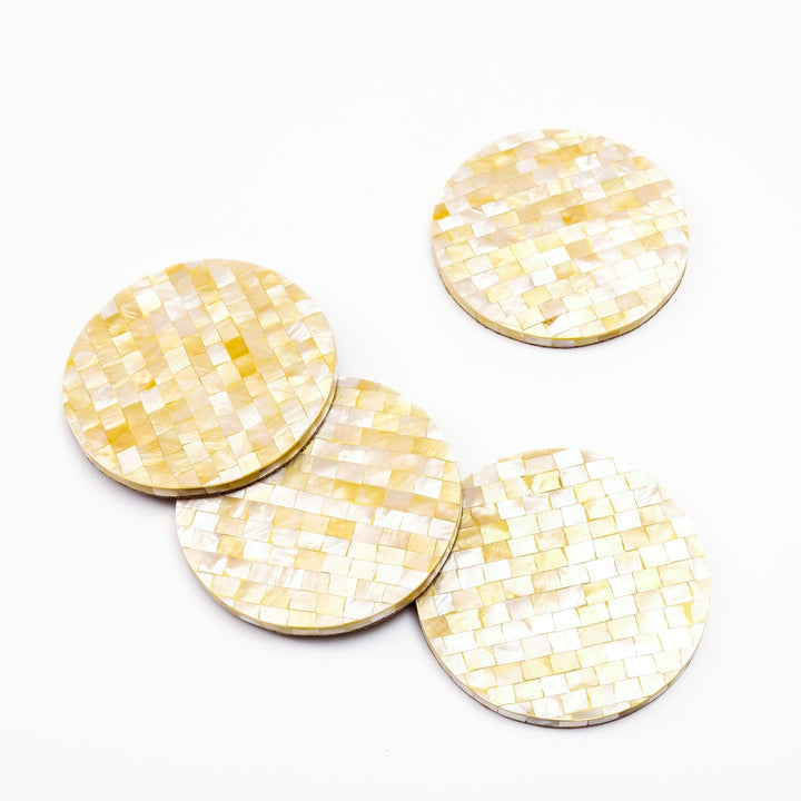 Golden Yellow Mother of Pearl - Mosaic Coasters