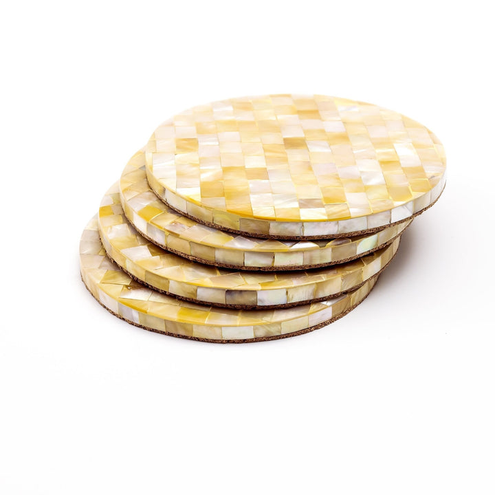 Golden Yellow Mother of Pearl - Mosaic Coasters