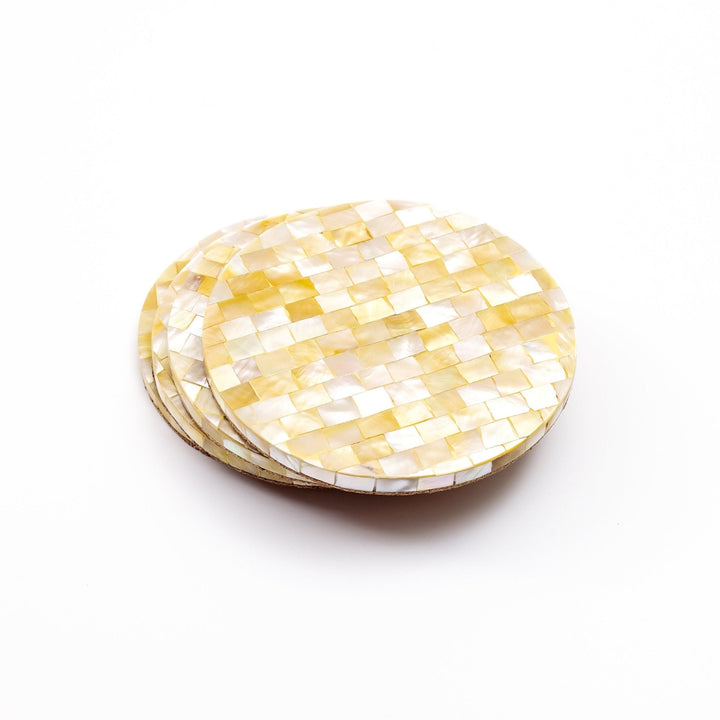 Golden Yellow Mother of Pearl - Mosaic Coasters