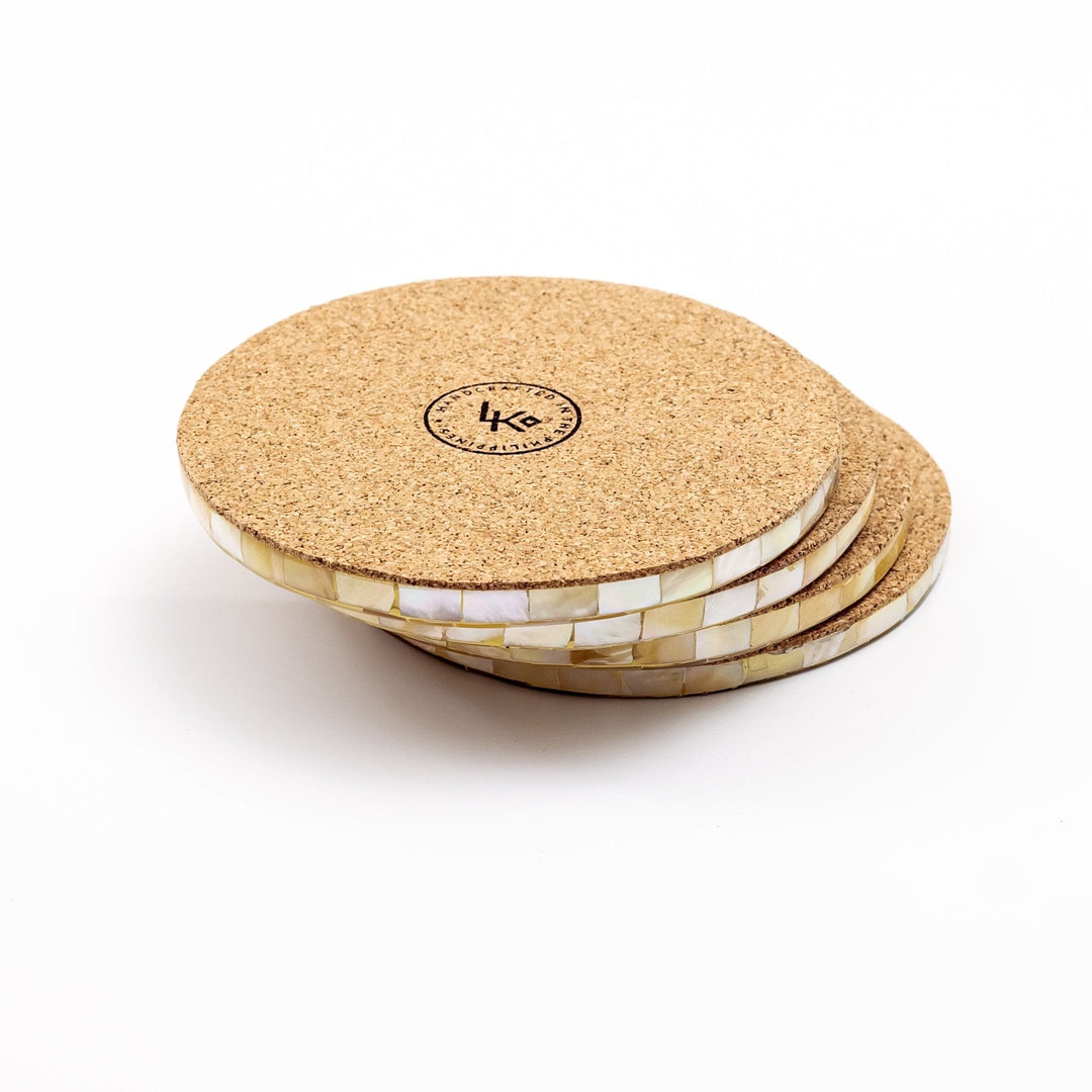 Golden Yellow Mother of Pearl - Mosaic Coasters