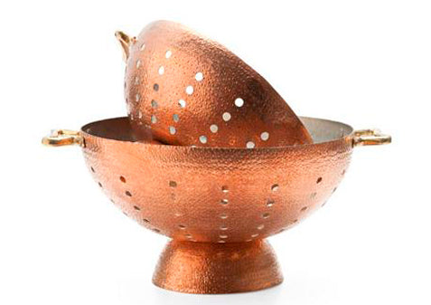 Copper Colander 12.5" with Brass Handles