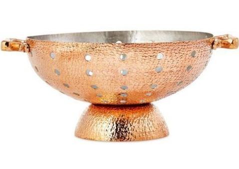 Copper Colander 9.5" with Brass Handles