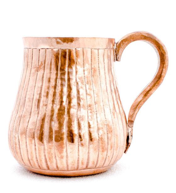 Hand-Engraved Lines Copper Mug (Set of 2)