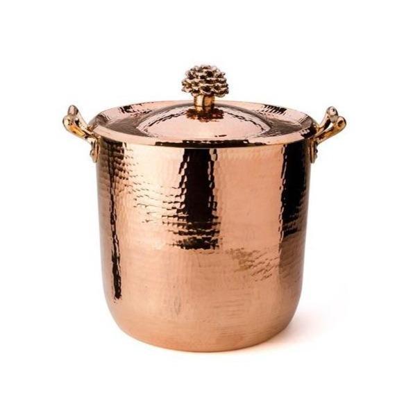 Large Copper Stockpot 23.5 Qt with Flower Lid