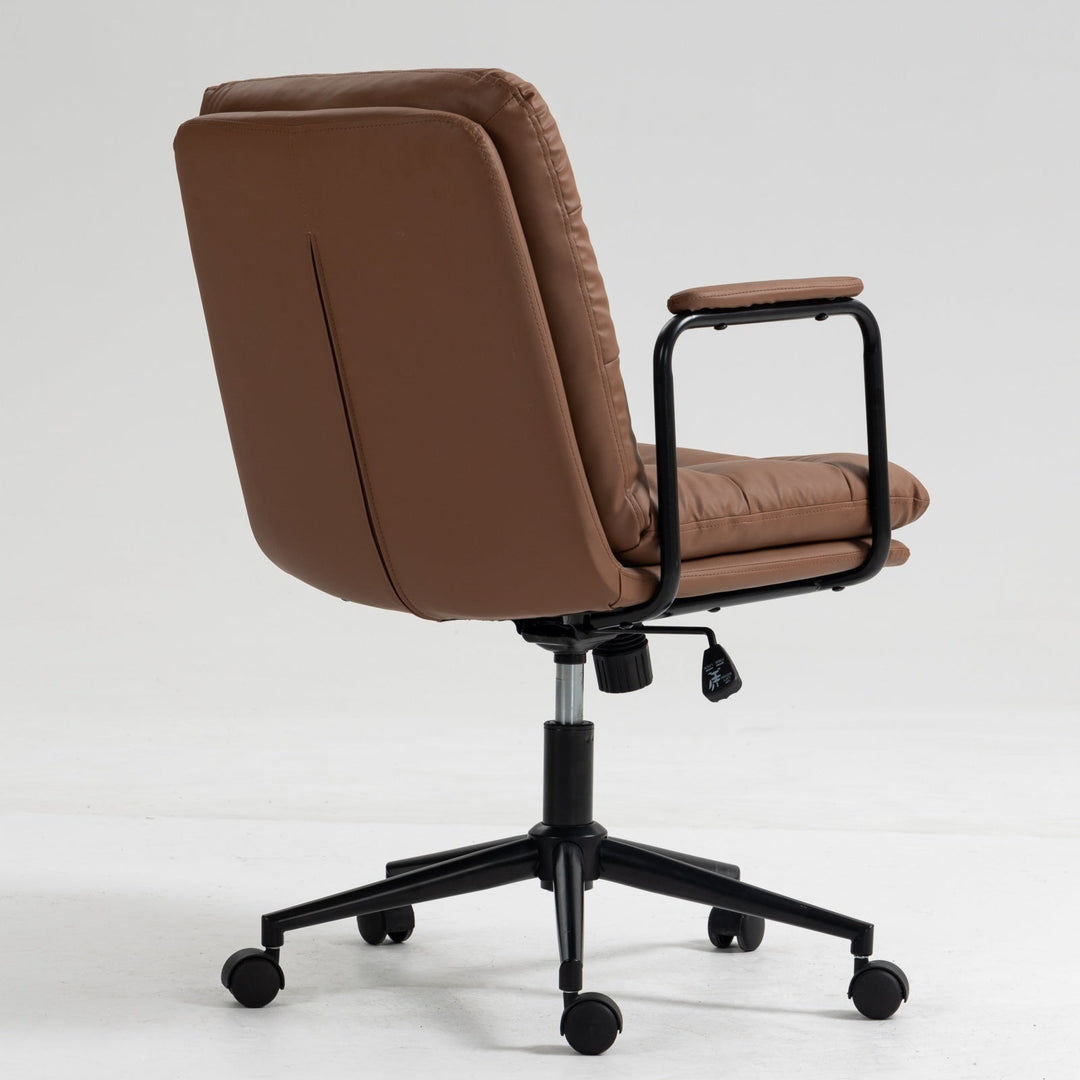 Ergonomic Faux Leather Office Chair in Classic Brown