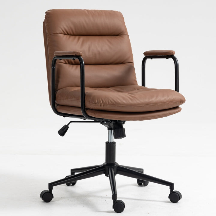 Ergonomic Faux Leather Office Chair in Classic Brown