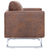 Brown Faux Suede Leather Cube Armchair