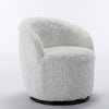 A&A Furniture Artificial Rabbit Hair Fabric Swivel Accent Armchair Barrel Chair