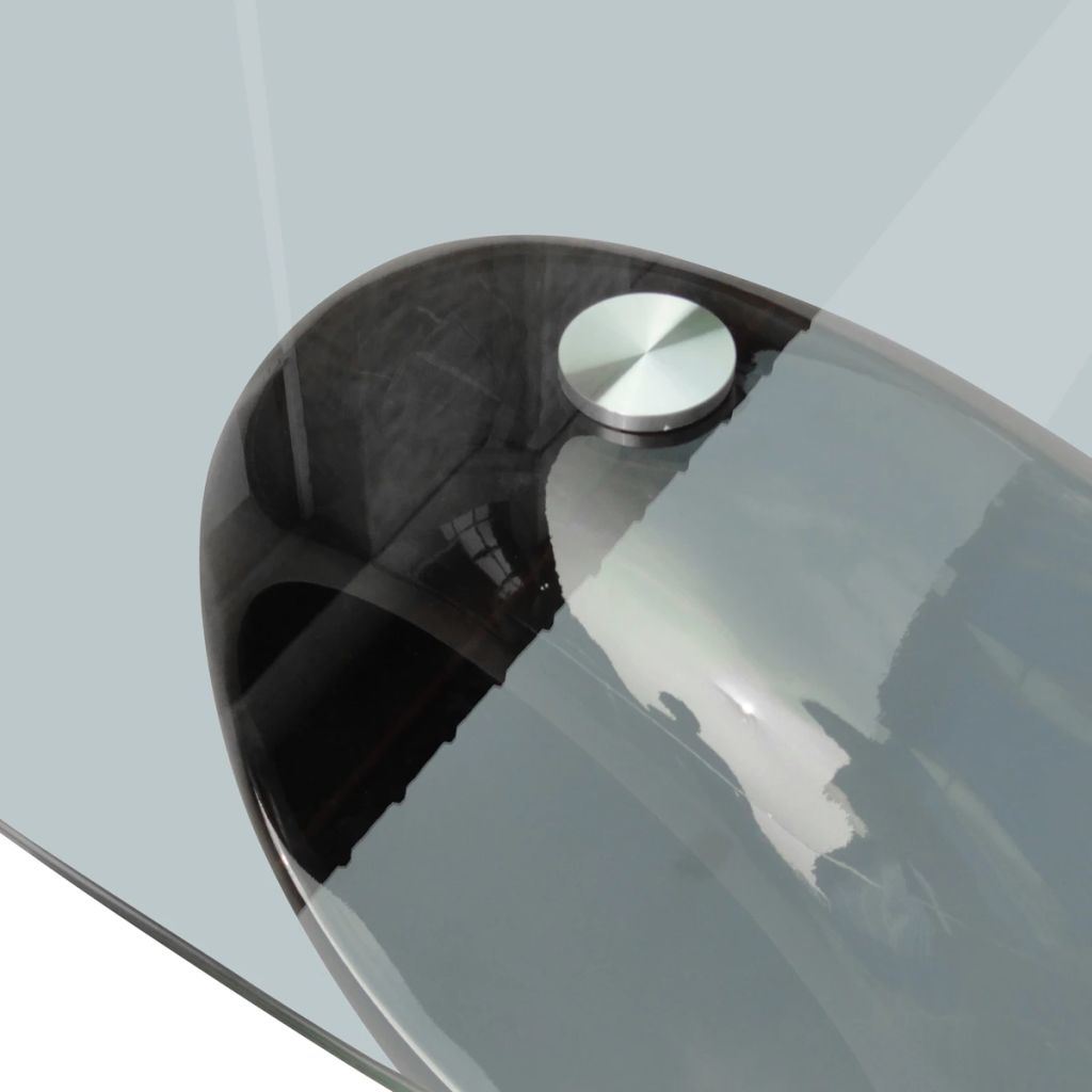 Modern Glossy Black Coffee Table with Oval Glass Top