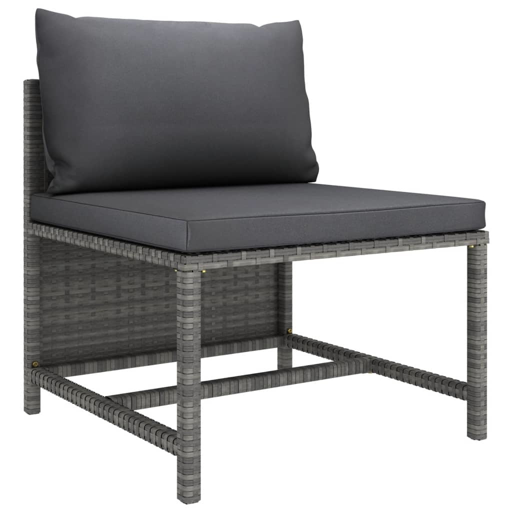 7-Piece Gray Poly Rattan Patio Lounge Set with Cushions