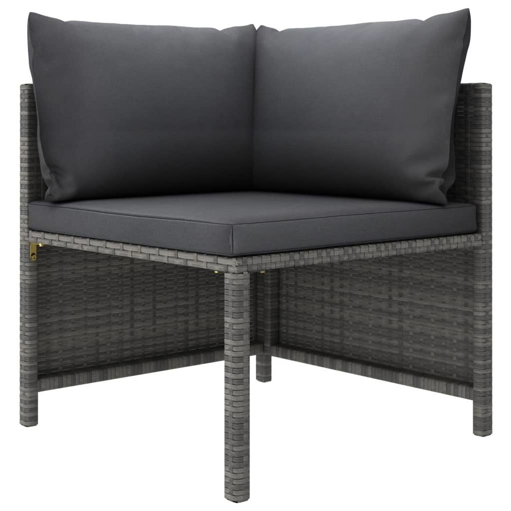 7-Piece Gray Poly Rattan Patio Lounge Set with Cushions