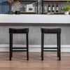 Set of 2 Farmhouse Style Faux Leather Stools