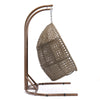 Outdoor Brown Wicker Double-Seat Swing Chair with Stand