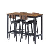 Rustic Brown Bar Table Set with 4 PU Soft Seat Bar Stools