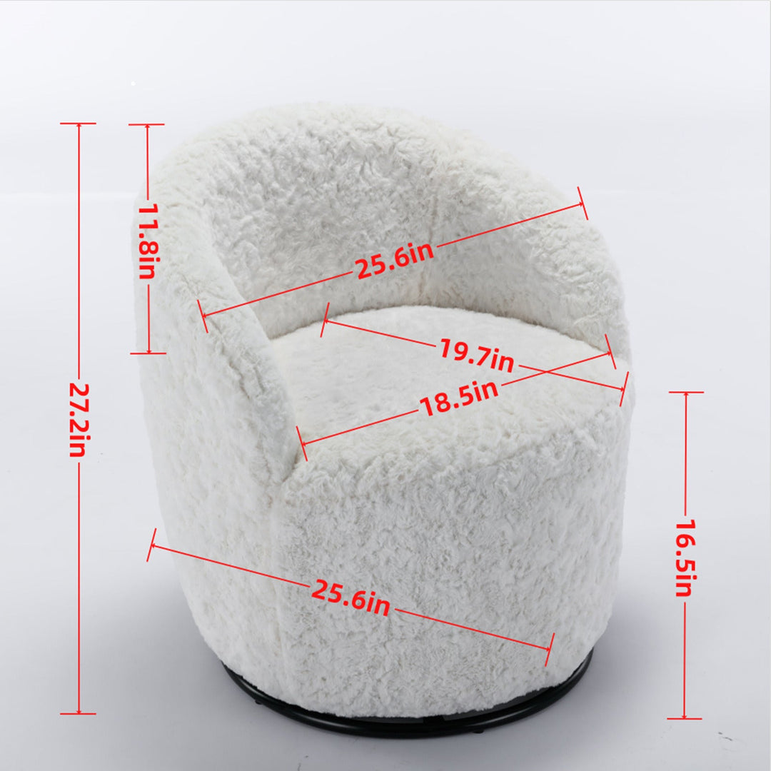 A&A Furniture Artificial Rabbit Hair Fabric Swivel Accent Armchair Barrel Chair