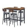 Rustic Brown Bar Table Set with 4 PU Soft Seat Bar Stools