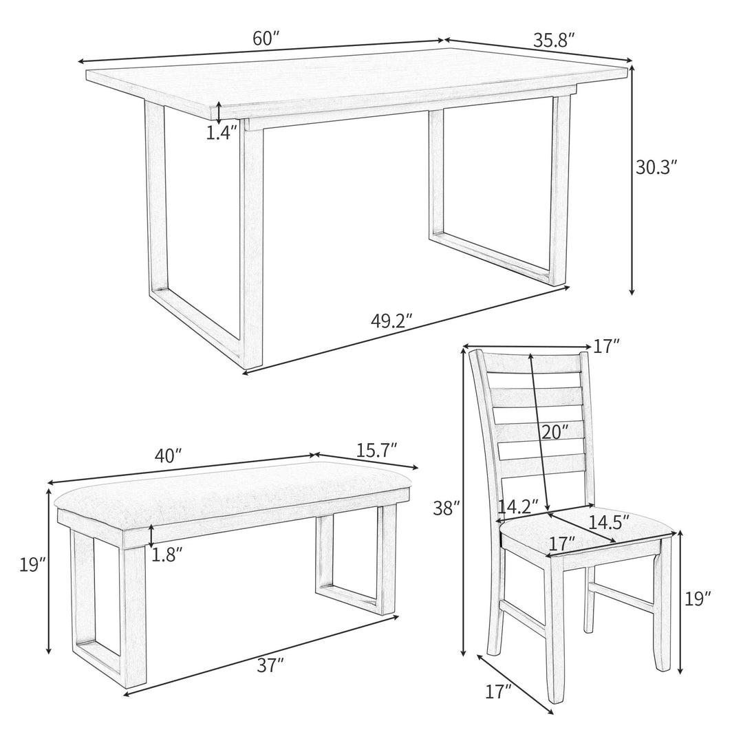 6-Piece Solid Wood Dining Room Set