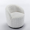 A&A Furniture Artificial Rabbit Hair Fabric Swivel Accent Armchair Barrel Chair