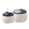 Set of 2 Round Nesting Coffee Tables with Ottoman Storage