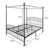 Metal Canopy Bed Frame with Ornate European Style Headboard