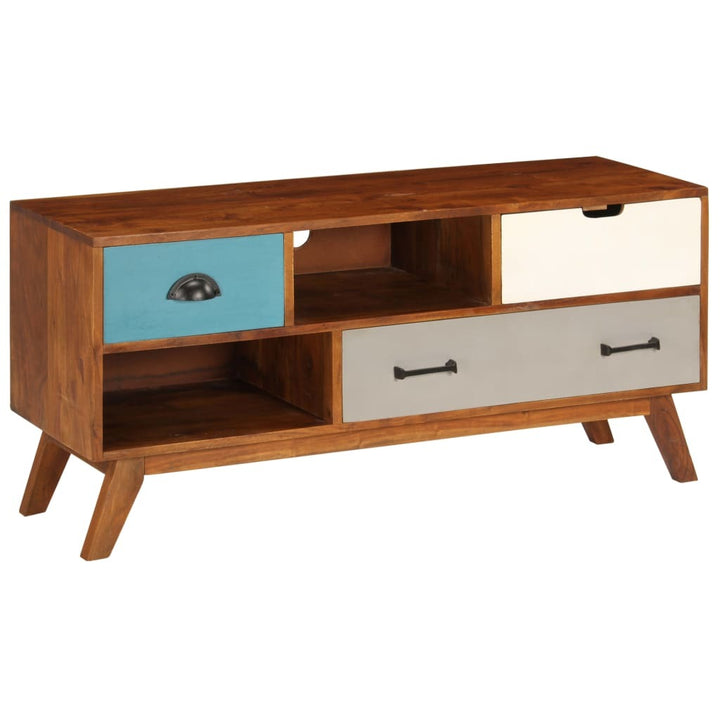 Retro Acacia Wood TV Cabinet with 3 Drawers