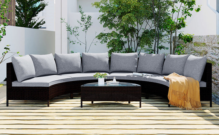 5-Piece All-Weather PE Rattan Wicker Sofa Set