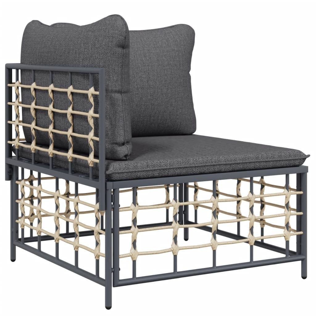 7-Piece Patio Lounge Set with Cushions in Anthracite Poly Rattan