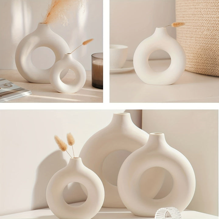 White Ceramic Modern Home Boho Vases