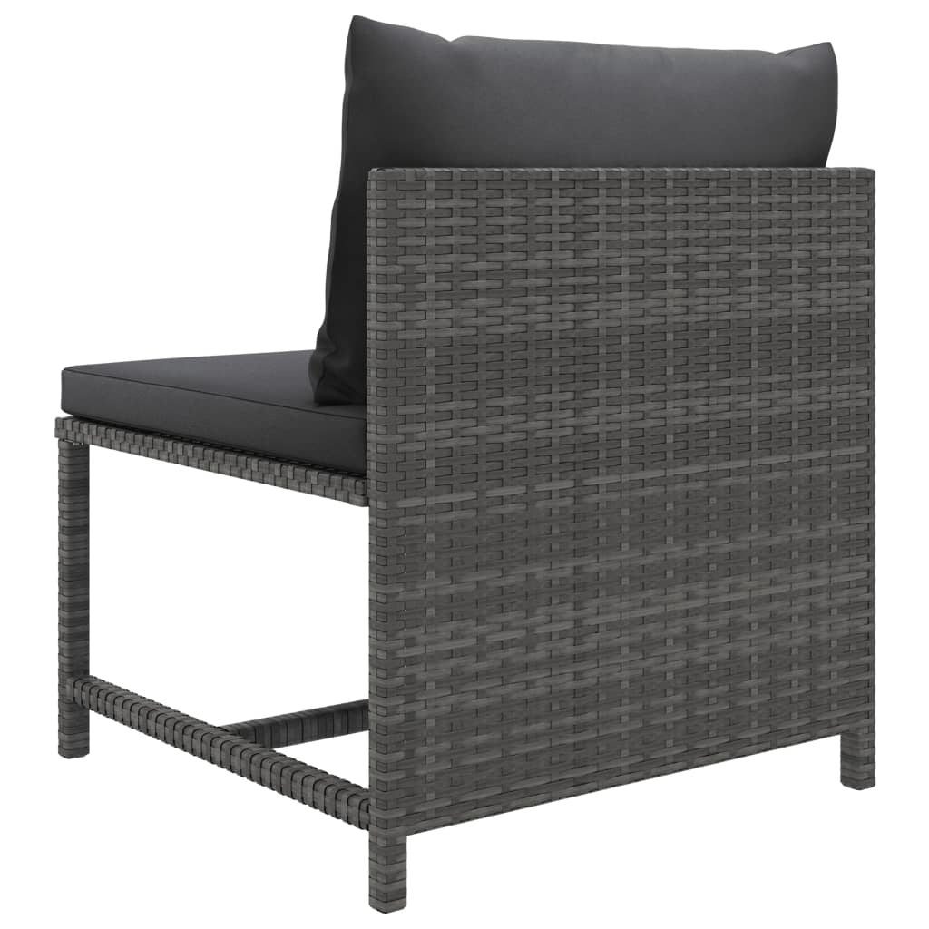 7-Piece Gray Poly Rattan Patio Lounge Set with Cushions