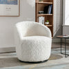 A&A Furniture Artificial Rabbit Hair Fabric Swivel Accent Armchair Barrel Chair