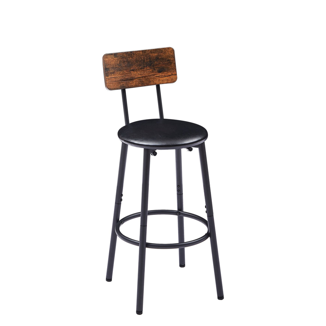 Rustic Brown Bar Table Set with 4 PU Soft Seat Bar Stools