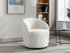 A&A Furniture Artificial Rabbit Hair Fabric Swivel Accent Armchair Barrel Chair