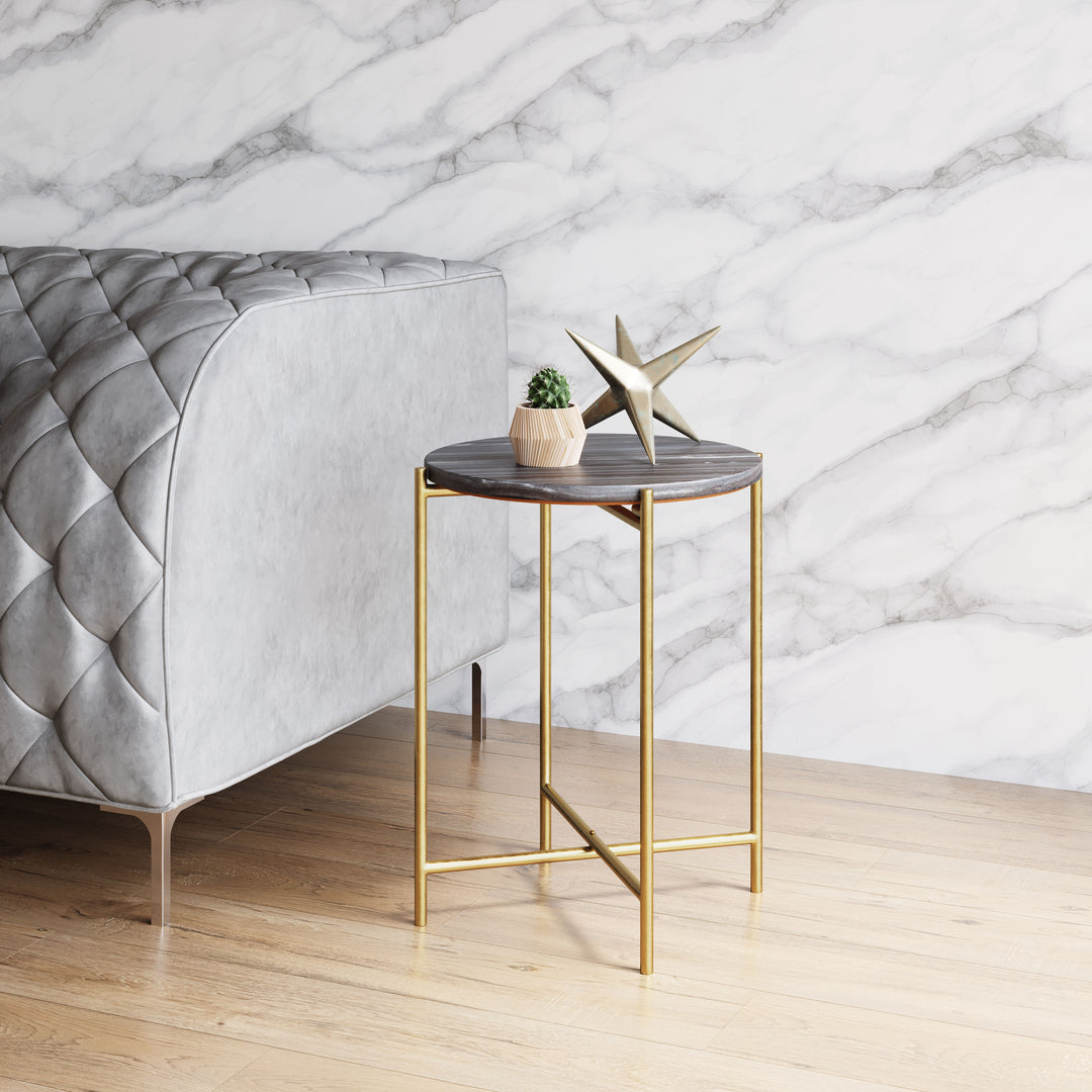 The David Side Table Gray & Gold  Era and Style Inspired Home Decor 1