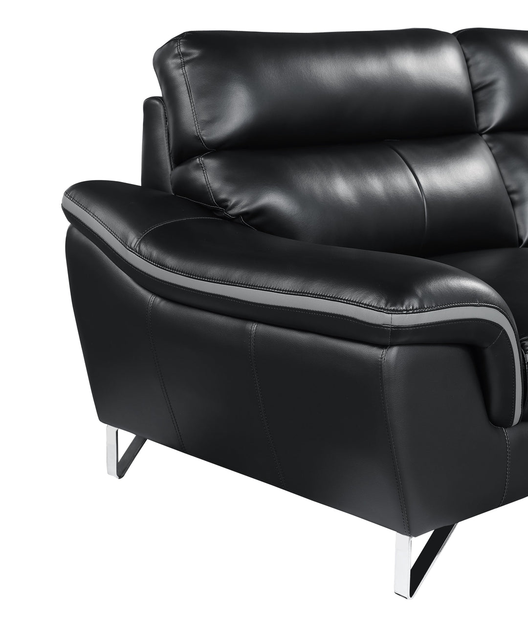 Genuine Leather Black Loveseat