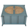 Elegant 2-Door Cabinet with Natural Rattan Weaving