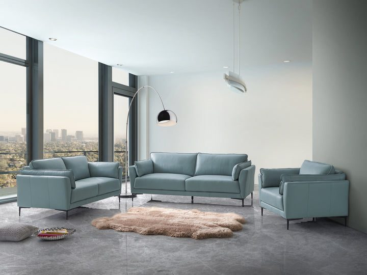 ACME Mesut Light Blue Top Grain Leather Sofa