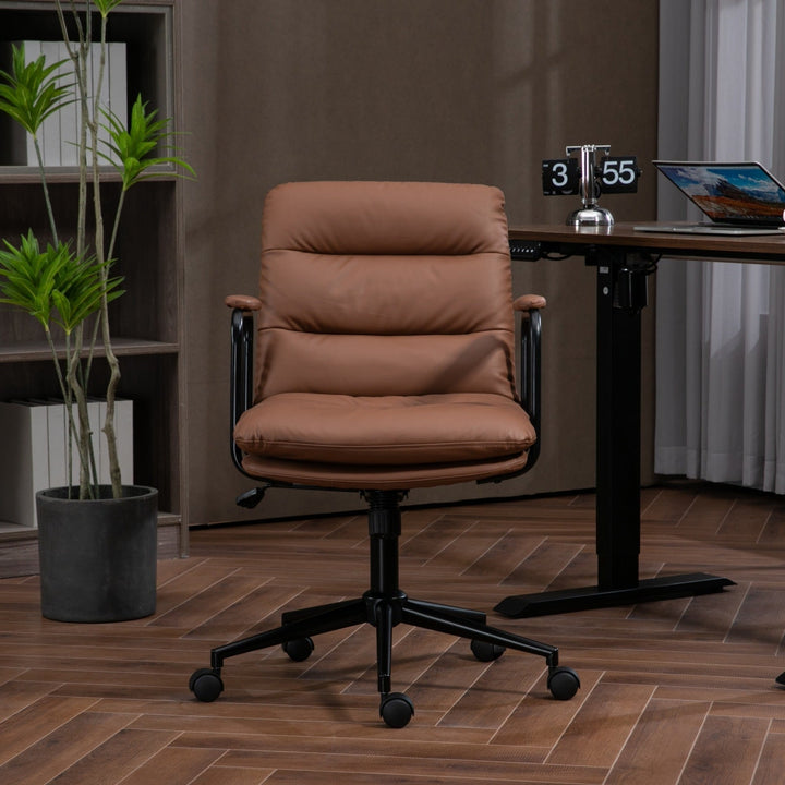 Ergonomic Faux Leather Office Chair in Classic Brown