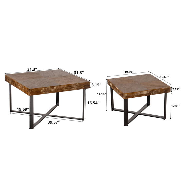 Set of 2 Retro Splicing Square Coffee Tables