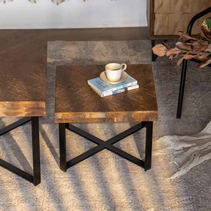 Set of 2 Retro Splicing Square Coffee Tables