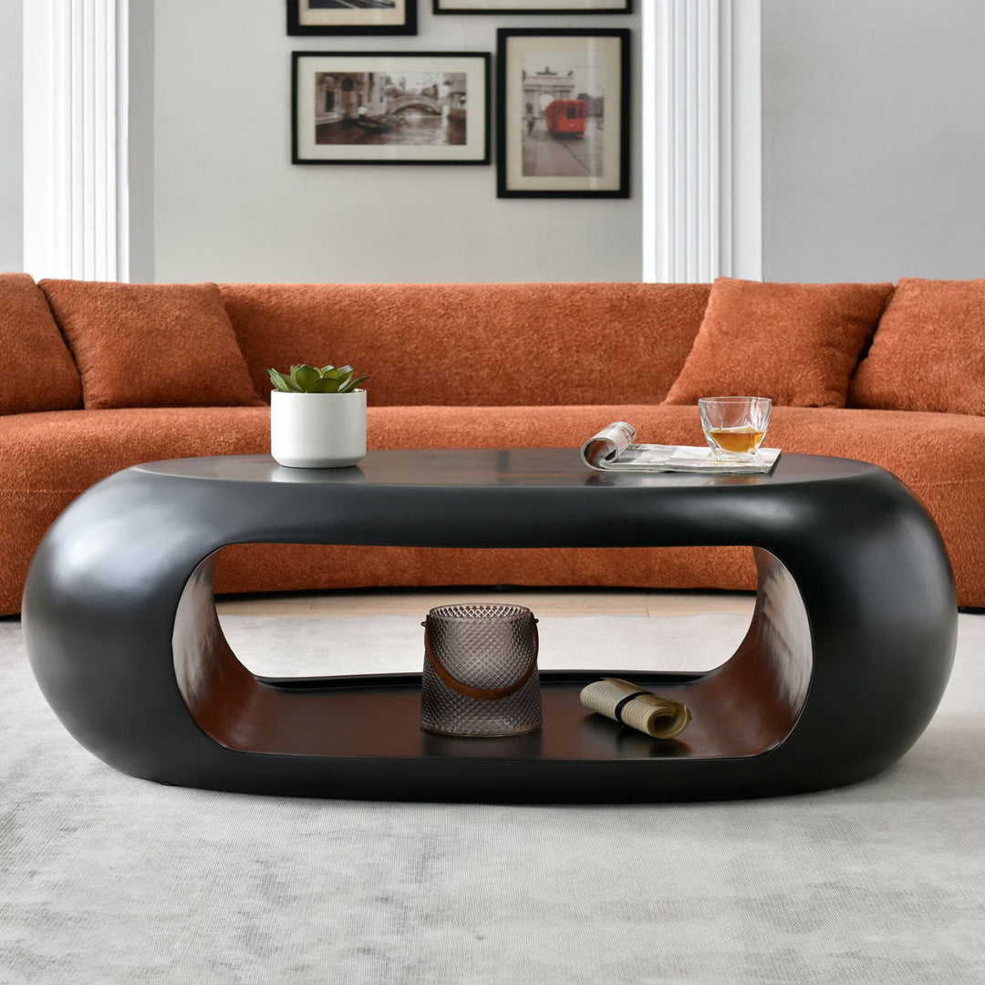 Modern Oval Fiberglass Center Coffee Table