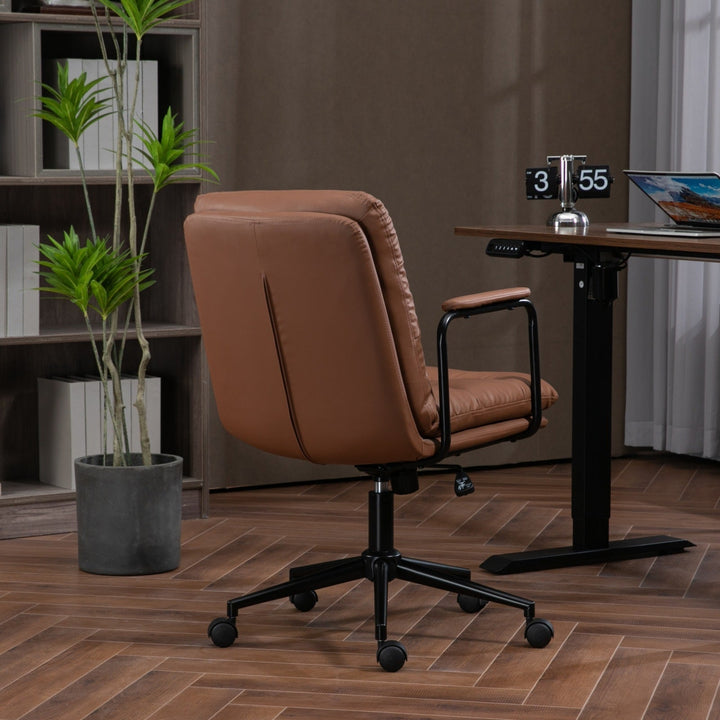 Ergonomic Faux Leather Office Chair in Classic Brown