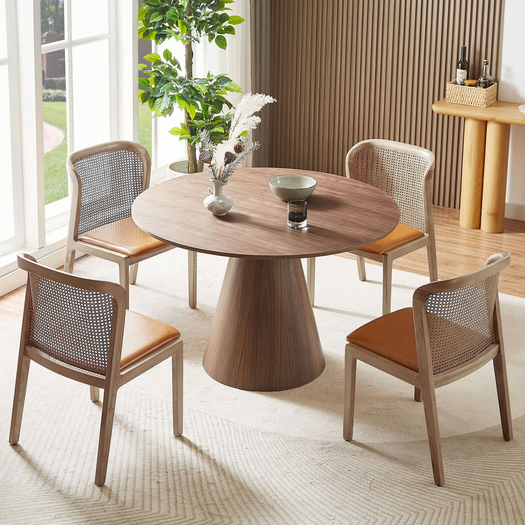 Mid-Century Modern Walnut Round Dining Table