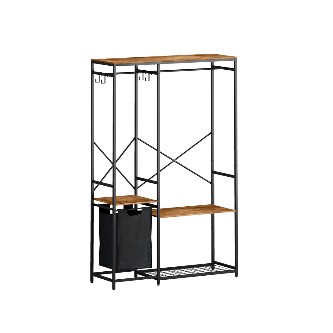 Freestanding Portable Wardrobe Clothes Rack with Shelves and Storage Bag