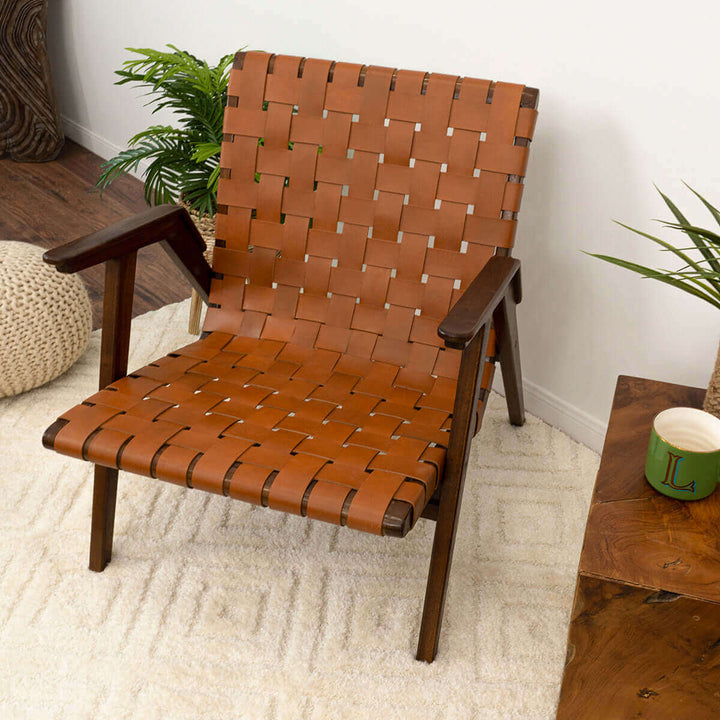 The David Genuine Leather Teak Lounge Chair Era and Style Inspired Home Décor 7