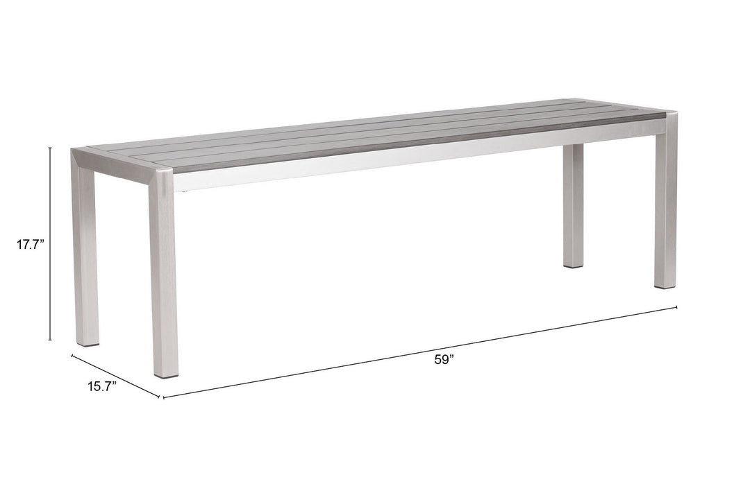 The Metropolitan Double Bench Gray & Silver  Era and Style Inspired Home Decor 1