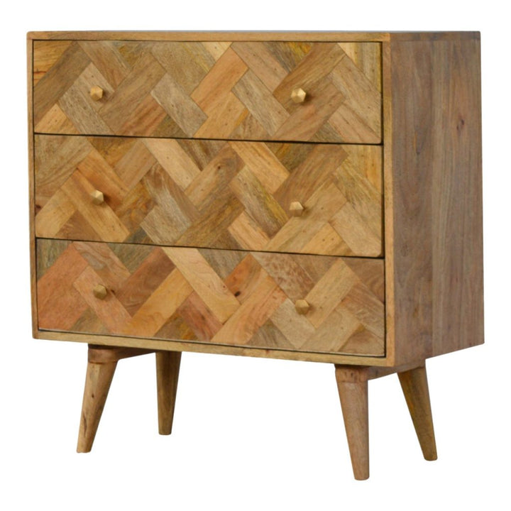 3 Drawer Zig-Zag Patterned Patchwork Chest