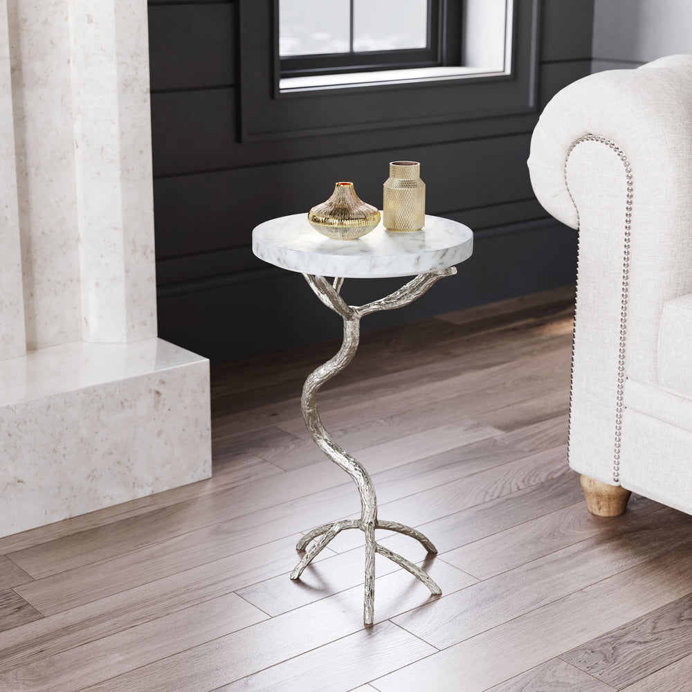 The Joel Side Table White & Silver  Era and Style Inspired Home Decor 1