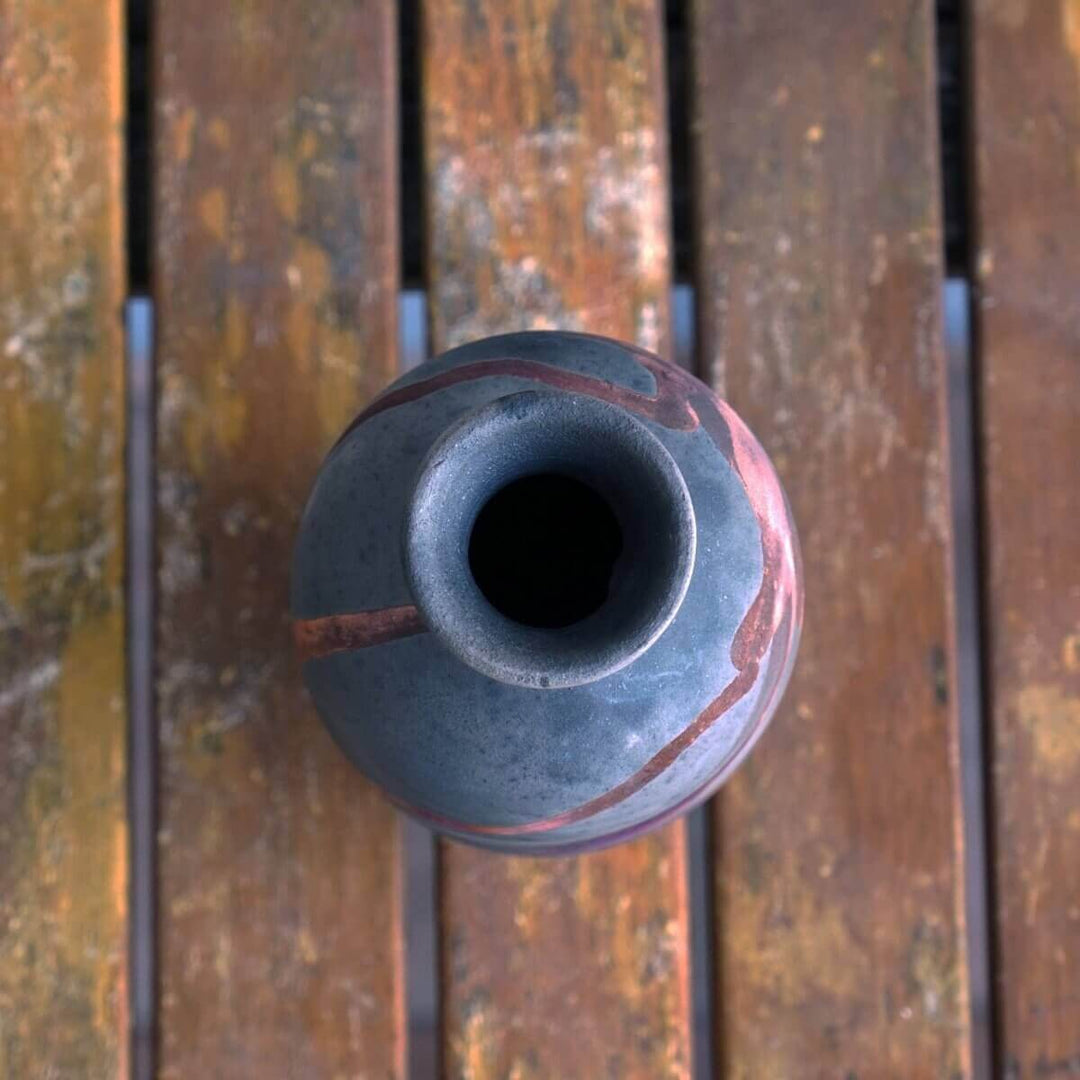 Koban Ceramic Raku Pottery Vase with Water Tube by RAAQUU