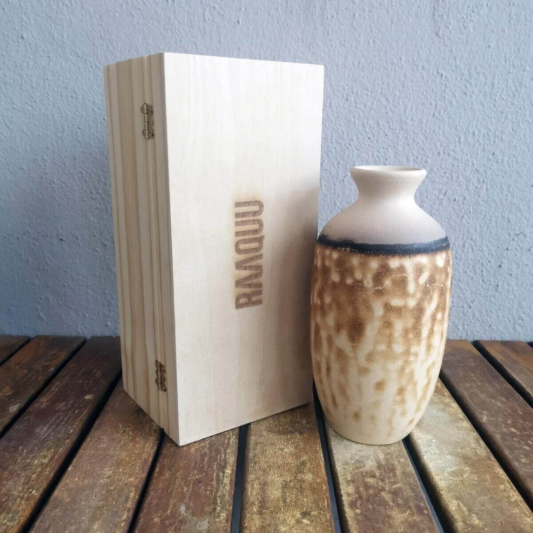 Koban Ceramic Raku Pottery Vase with Gift Box by RAAQUU